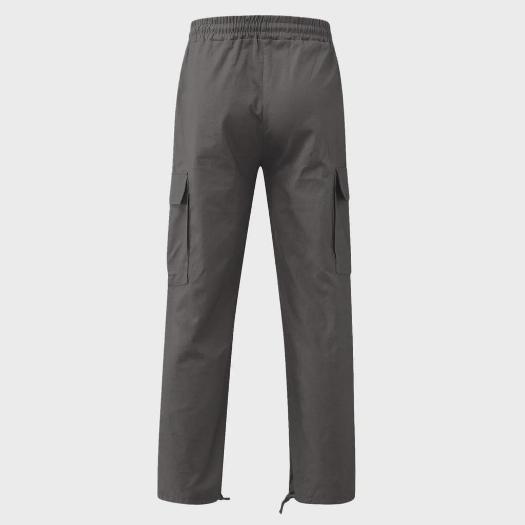 Men's Straight Casual Multi-Pocket Overalls for Spring and Autumn with Drawstring.