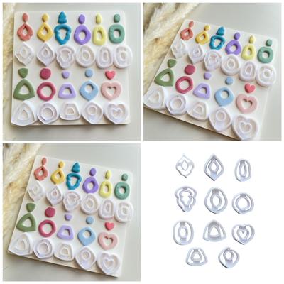 11pcs Soft Clay Molds for Earrings Irregular Geometric Patterns Mould for Ear Pendant Stylish Jewelry Making Supplies