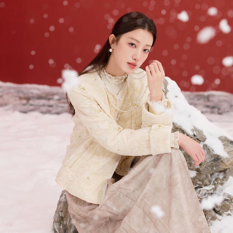 SanCai Women's Plus Size Chinese Style Embroidered Quilted Jacket