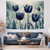 Elegant Blue Tulip Wall Tapestry  Floral Bedroom Decor Decoration