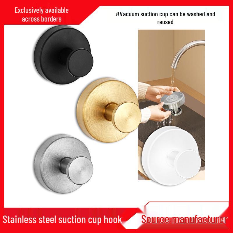 Stainless Steel Traceless Vacuum Suction Cup Hook for Kitchen and Bathroom Towels