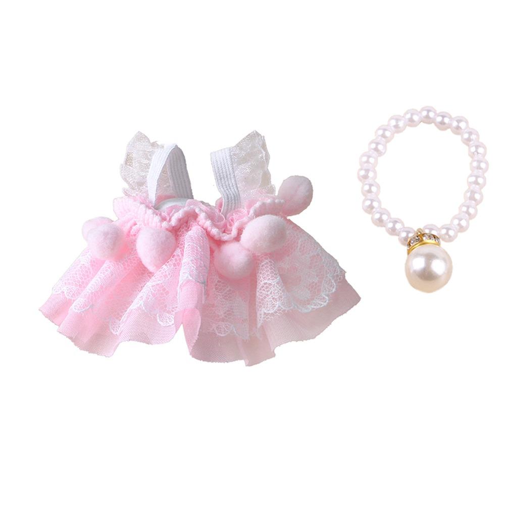 

Beautiful Hamster Lace Skirt with Pearl Necklace Handmade Small Pet Vest Comfortable Hamster Clothes Four Seasons Wear розовый