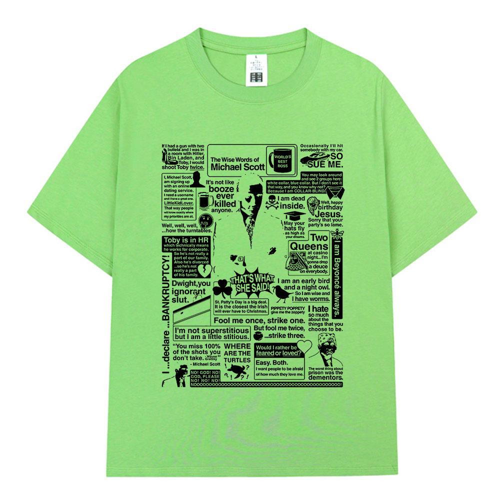 

The Wise Words of Michael Scott Homage The Office T-shirt Tv Series Dwight Schrute Jim Halpert Short Sleeve Oversized T-Shirts XL