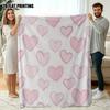 Purple Heart Pattern Throw Blanket, Soft Cozy Flannel Blanket, Romantic Home Decor Gift for Couch Bed