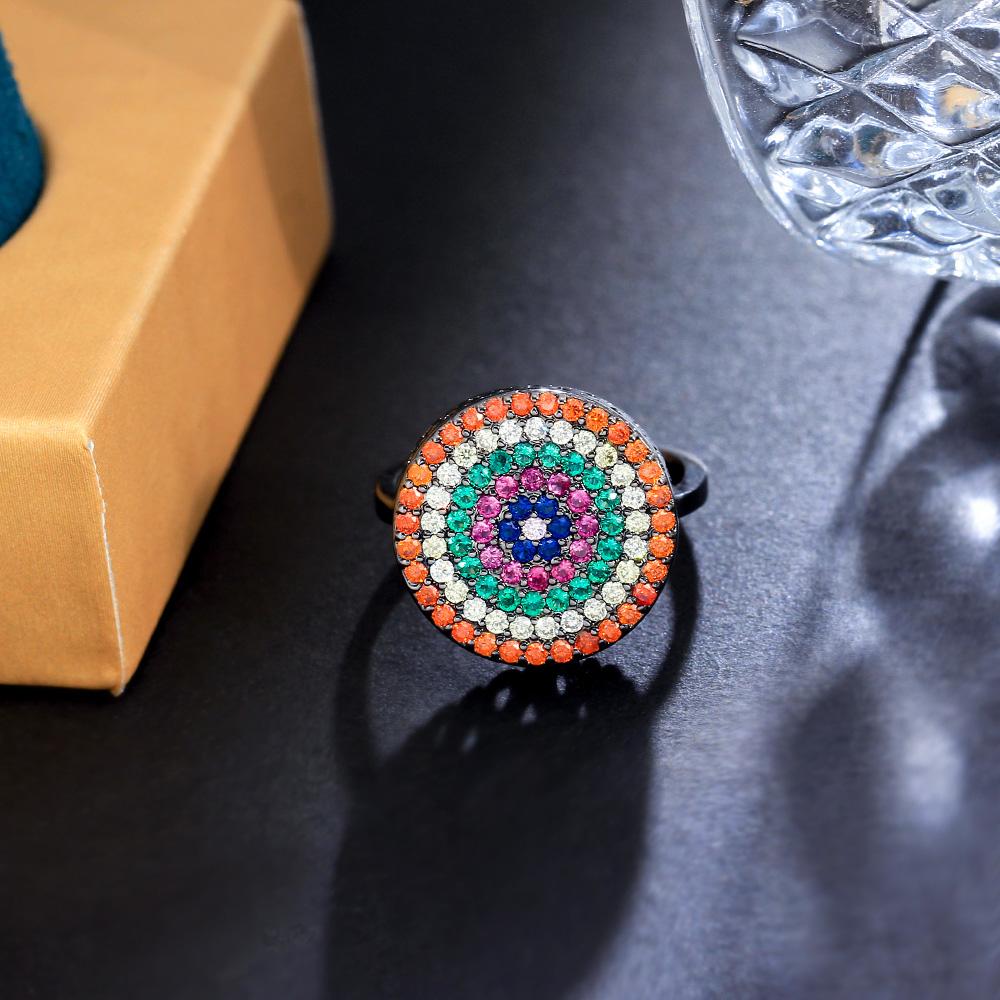

CMM Сверкающие многоцветные женские обручальные круглые кольца с фианитом, уникальные модные женские богемные украшения Adjustable разноцветный