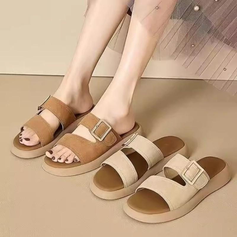 Flat-bottomed Cool Slippers Women's Summer New Soft-soled One-word Slippers Outside Casual Sandals Women's Beach Shoes