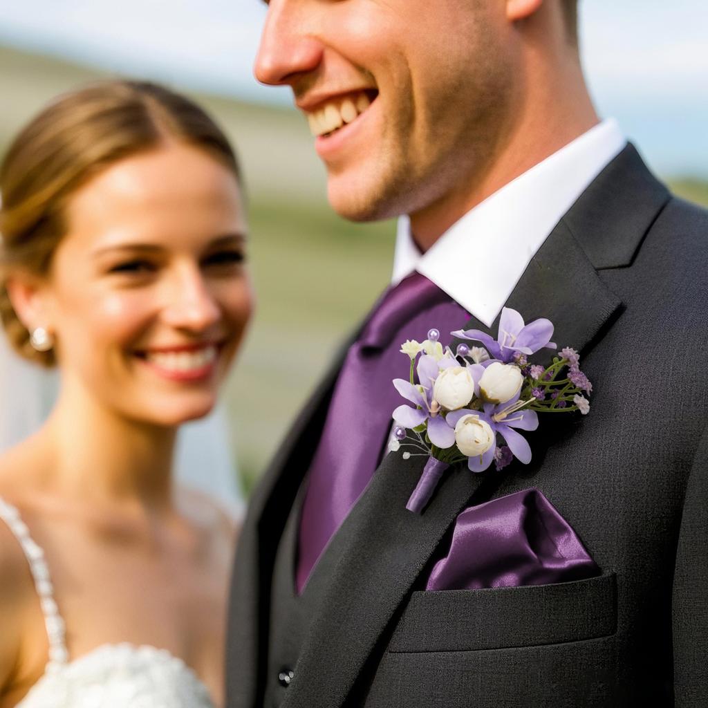 Uflower Groom Groomsmen Guest Boutonniere Set, Artificial Flowers for Wedding, Prom, Homecoming,Anniversary, Graduation