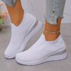 Women's Breathable Mesh Wedge Sneakers Slip-On High Heels Walking Shoes Non-Slip  for Casual Daily Wear