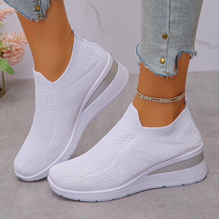 Women's Breathable Mesh Wedge Sneakers Slip-On High Heels Walking Shoes Non-Slip  for Casual Daily Wear