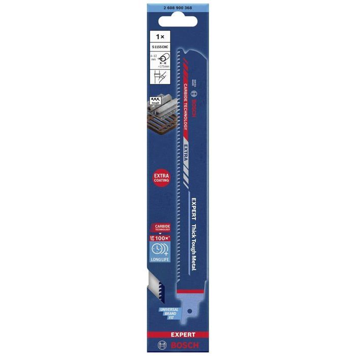 Bosch Accessories 2608900368 EXPERT « Thick Tough Metal » S 1155 lame de scie sabre CHC, 1 pièce Longueur lame de scie