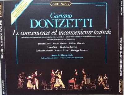 CD GAETANO DONIZETTI - DANIELA DESSÌ,  - Le Convenienze Ed Inconvenienze Tea ACDAN2165 Ars Nova 1988 Italy Classical Used