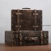 Vintage Leather Suitcase European-Style Storage Box Home Organization Container Photography Prop Shop Window Display Decorative