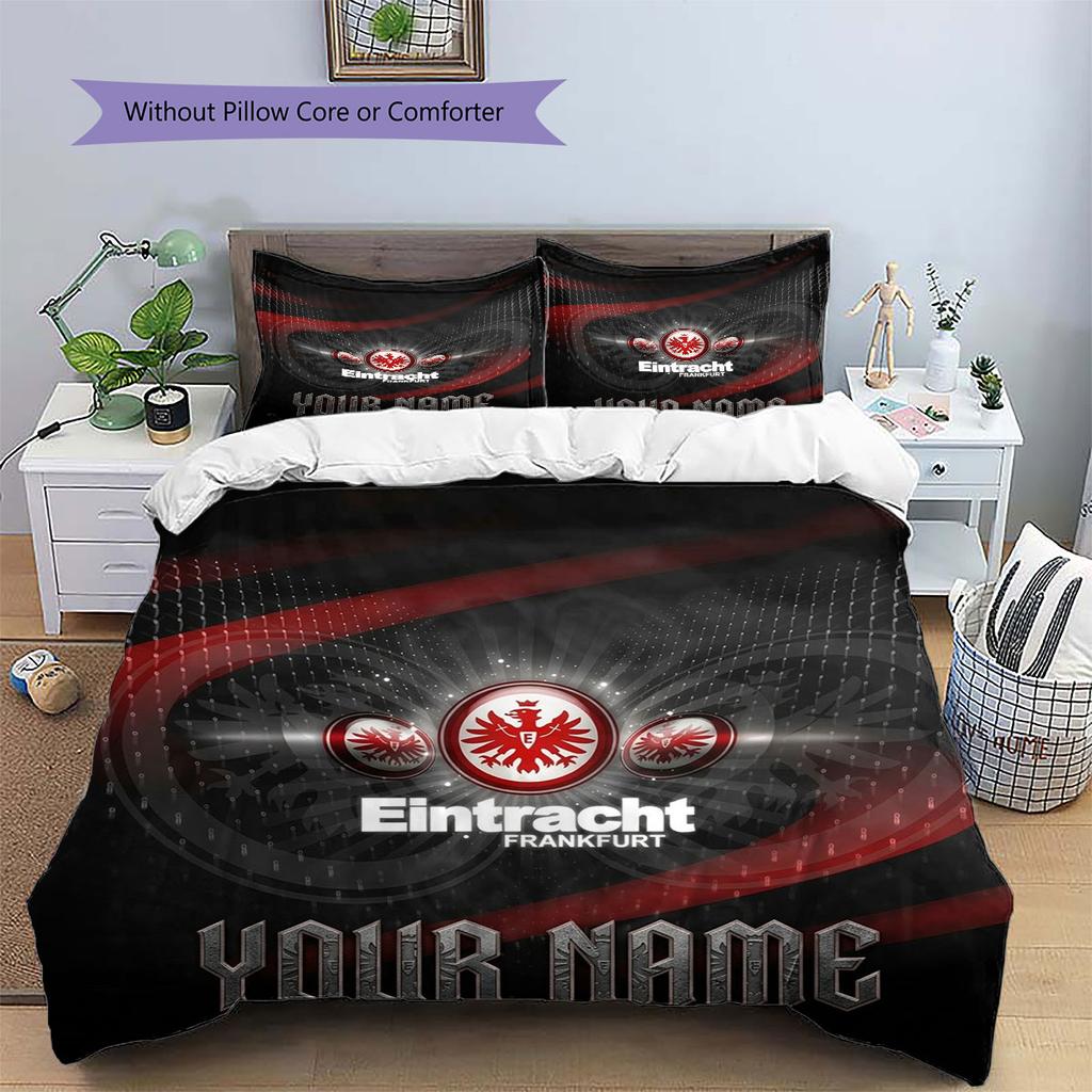 Eintracht Frankfurt Custom Name Pattern Bedding,Quilt Set Quilt Cover Pillowcase Home Birthday Gift(1 * Duvet Cover + 2 * Pillowcase, Without Core)