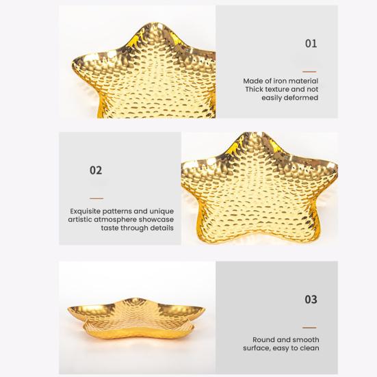Creative Star-Shaped Metal Dessert Tray Small Appetizer Plate for Cake Fruit