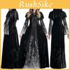 Stylish Halloween Vampire Long Dress With Flattering Fit For Witch Role-playing