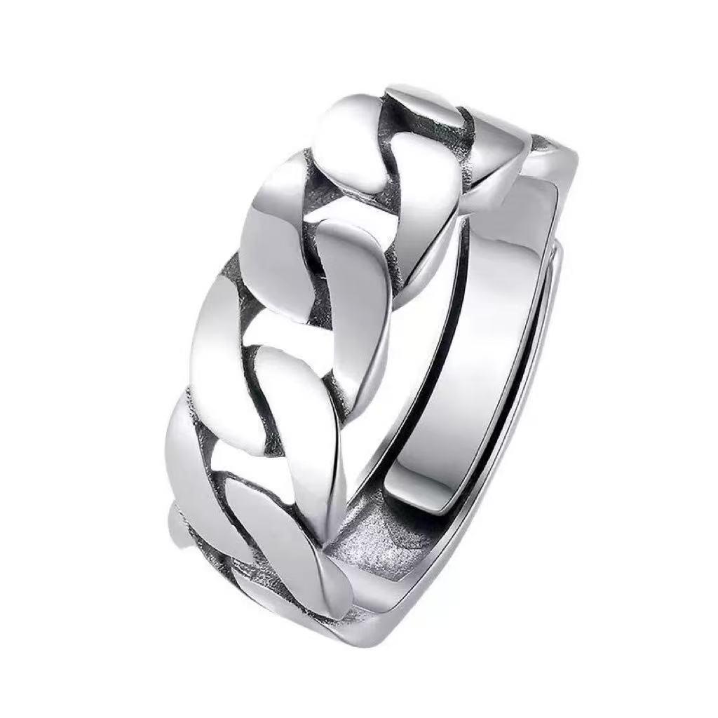 Unisex Trendy Twist Chain Ring - Adjustable, Versatile Design for Men and Women