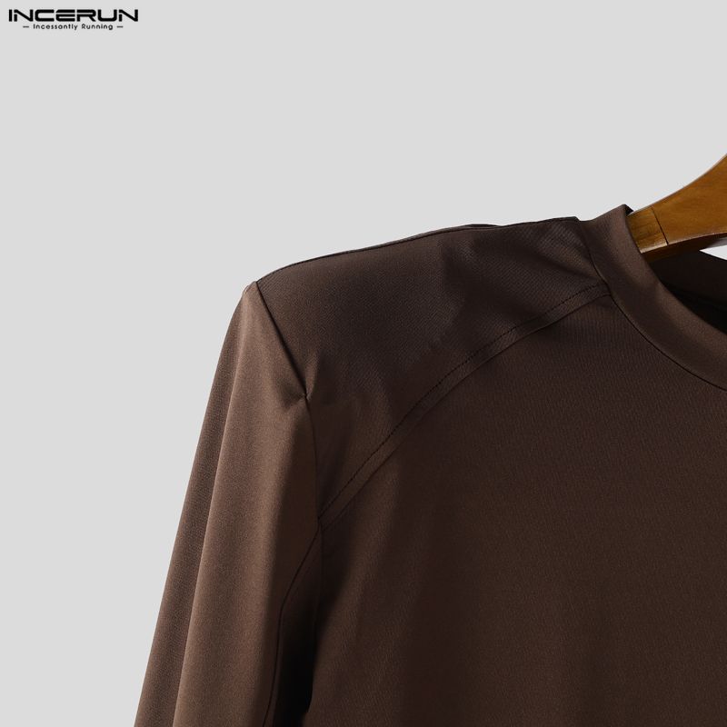 INCERUN Men Long Sleeve Cutout Fitted Briefs Bodysuits Jumpsuits Underwear Playsuits