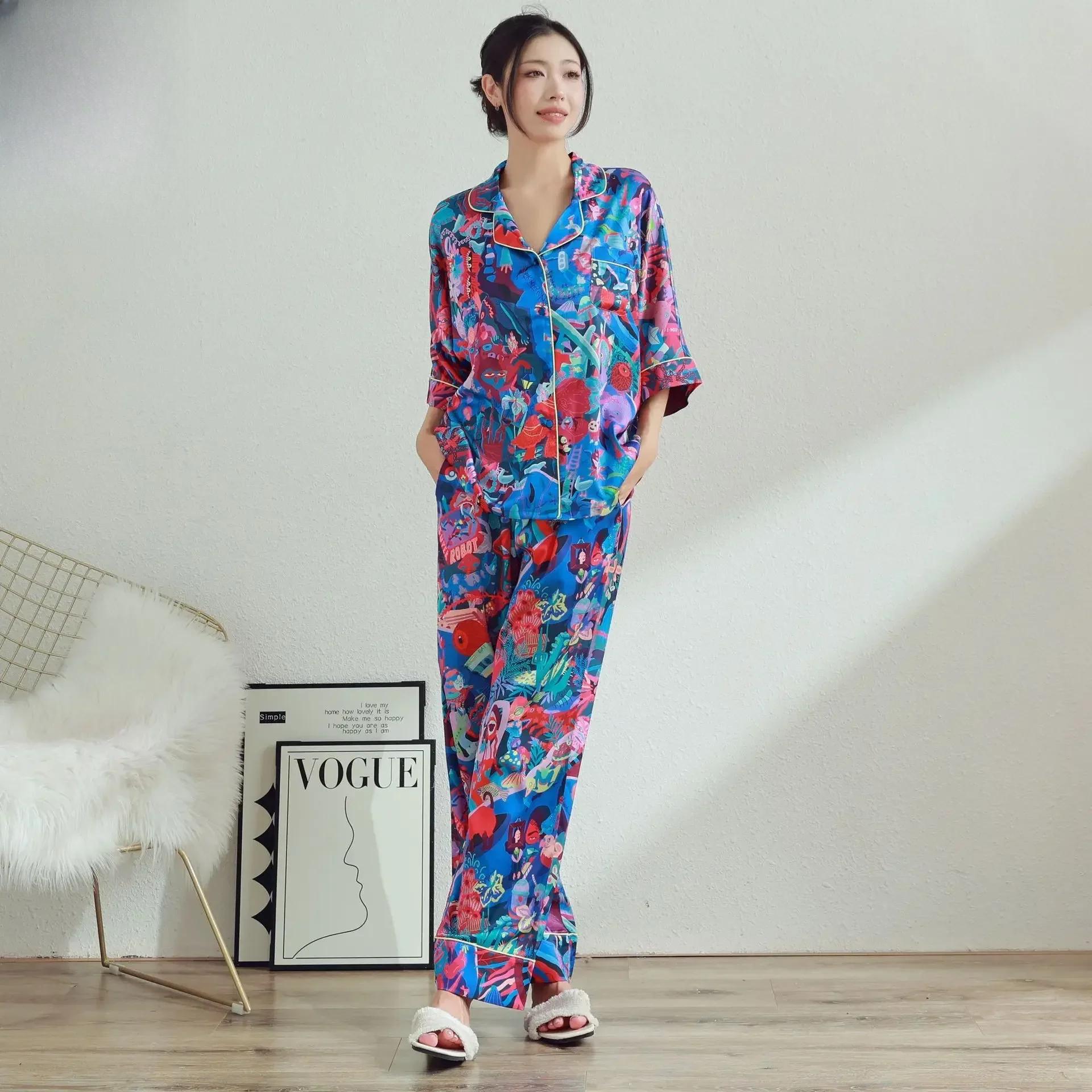 

Женский осенний домашний костюм с пижамой с новым принтом, которую можно носить на улице в качестве повседневной одежды XXXL