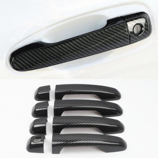 8pcs Carbon Fiber Exterior Side Door Handle Cover For Toyota 4Runner 2010-