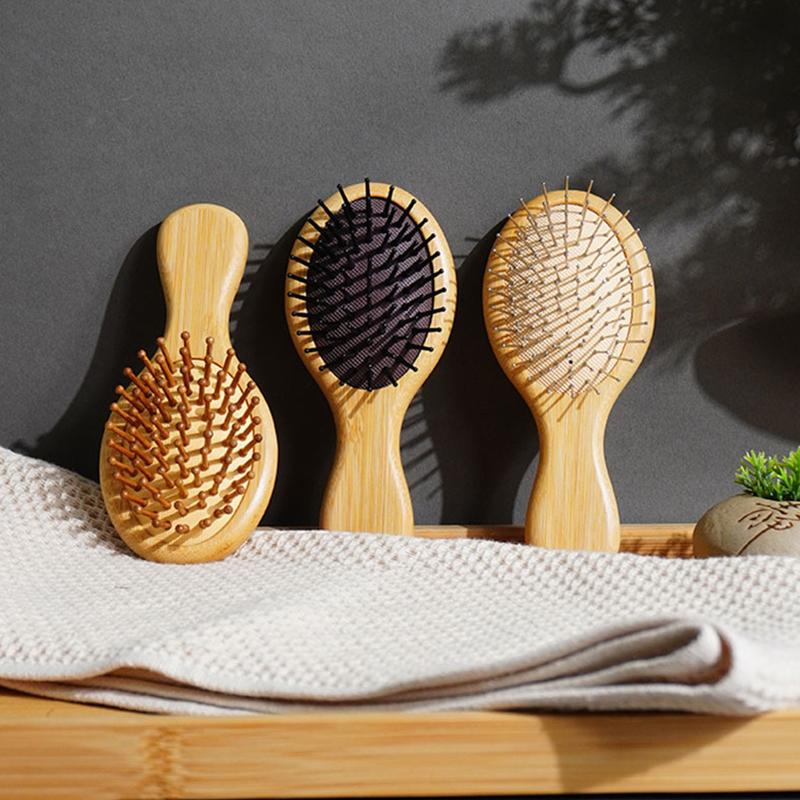 Mini Hair Comb Eco-Friendly Wooden Portable Air Cushion Cute Airbag Anti Static Wide Round Head Tooth Massage Combs Hair Brush