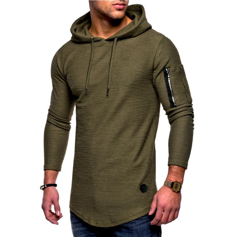 Slim Fit Round Neck Long Sleeved T-Shirt, Men'S Arm Zipper, Personalized Style Casual Base Shirt, Men'S T-Shirt