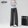MJ STYLE Women's Retro Plaid Wide-Leg Casual Pants