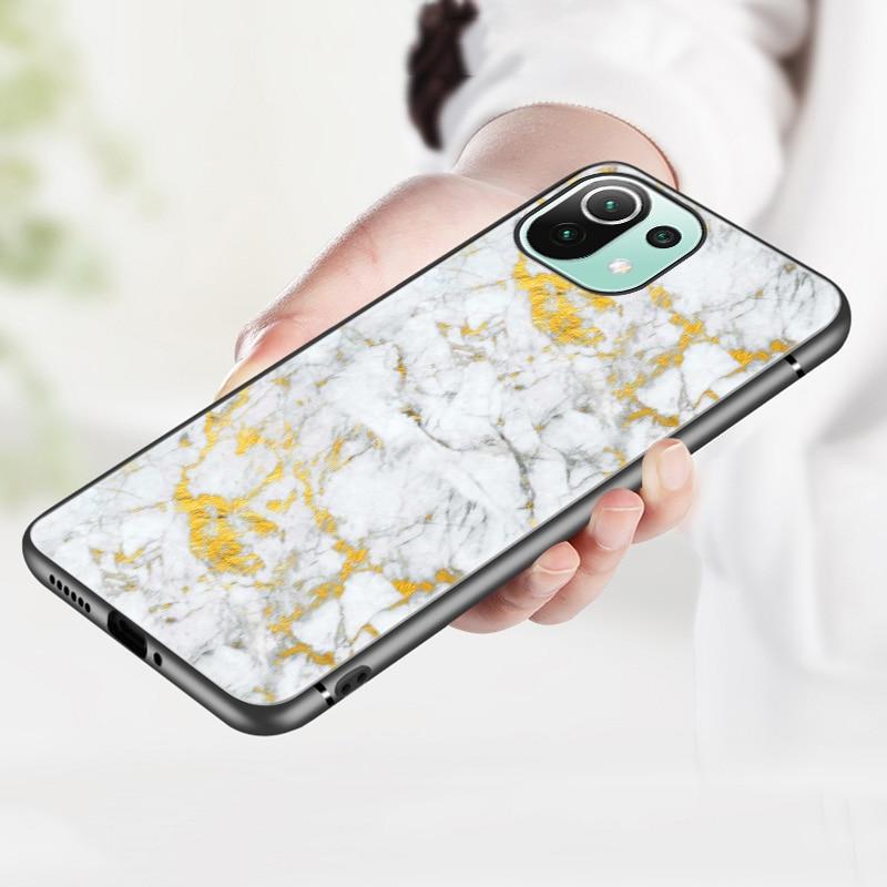 Black and White Marble Case For Xiaomi Mi 11 Lite NE 11i 10T 11T Pro A2 A3 Lite POCO F3 M3 M4 C31 X3 Pro NFC GT Black Soft Cover