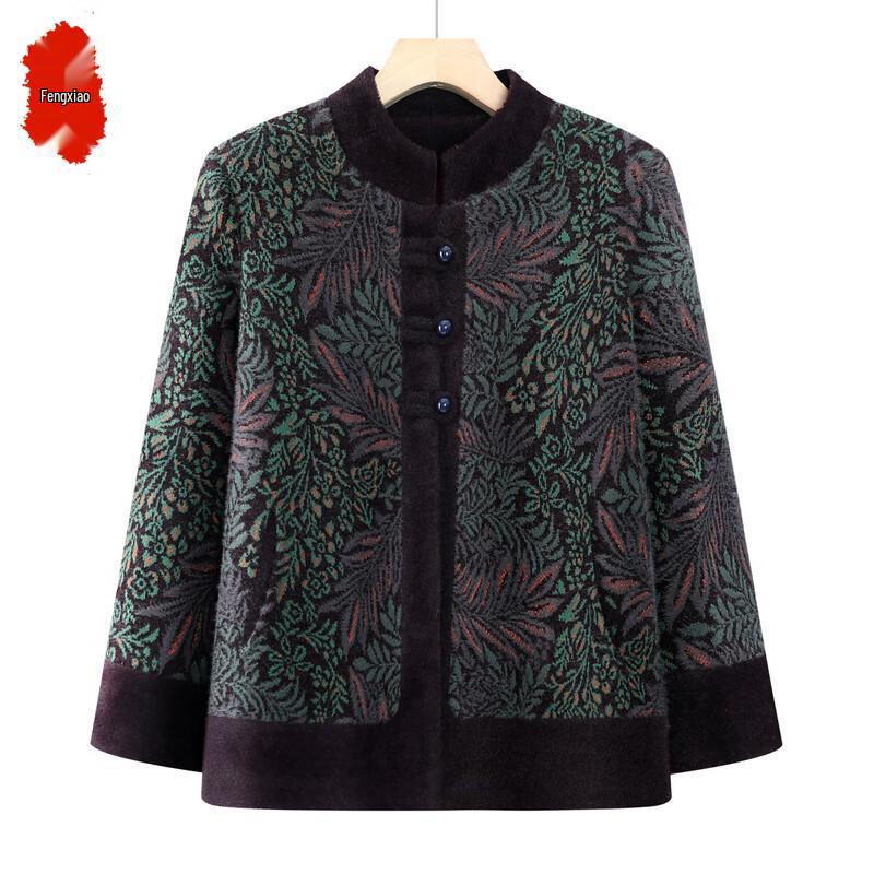 Women s Autumn/Winter Plus Velvet Jacket for Elderly 3XL