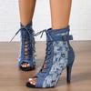 High Heels Jazz Dance 2025 Denim Booties Niche Foreign Style Internet Celebrity Same Short-leg Cool Boots
