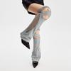 Women Harajuku Suspender Flared Leg Warmer Aesthetic Punk Garters Stockings Hollow Out Fishnet Leg Cover Streetwear
