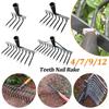 High Carbon Steel Nail Rake Multifunctional Garden Rake 4/7/9/12 Teeth Weeding Rake Loose Soil Nail Rake Farm Tools