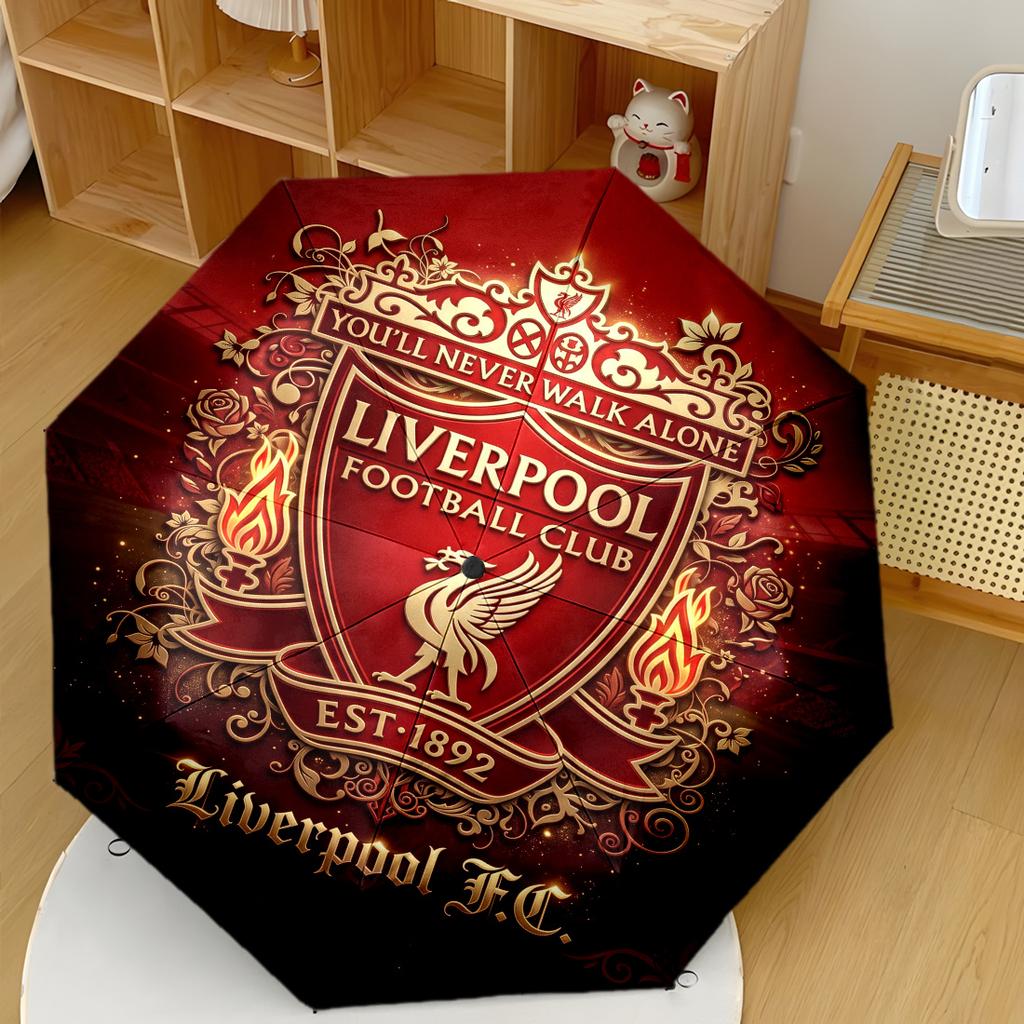 Liverpool Football Club Compact Travel Automatic Umbrella Compact 8Rib Design Compact Design Travel Essential Fashion Lovers Birthdaychristmas Gift