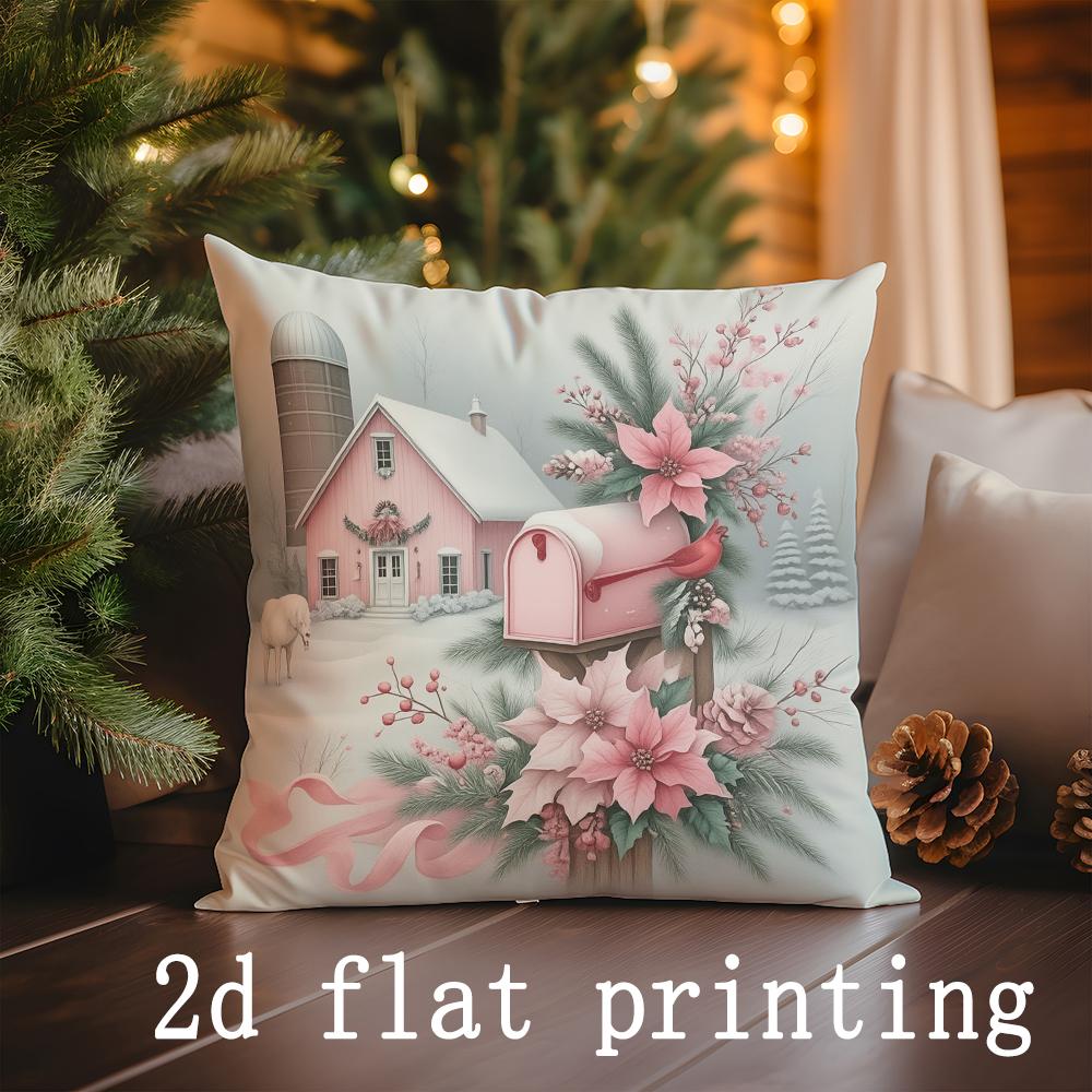 

Декор для дома Очаровательные зимние коттеджи и цветочные наволочки с узором Наволочка для подушки Подходит для дивана, спальни, автомобиля Наволочка 16x16Inch
