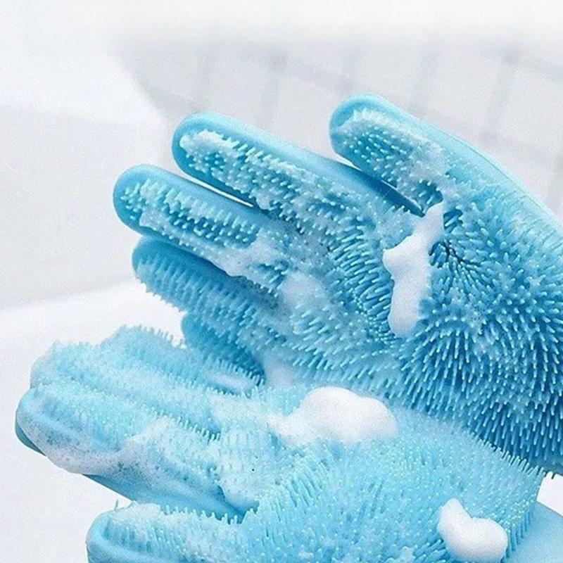 Evcil Hayvan Bakım Eldivenleri - Isıya Dayanıklı Silikon Eldivenler, Yüksek Yoğunluklu Dişli, Köpekleri ve Kedileri Yıkamak ve Masaj Yapmak İçin Geliştirilmiş Beş Parmaklı Tasarım