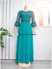 African European Women's Plus Size 2023 New Lace Heavy Work Chiffon Dress