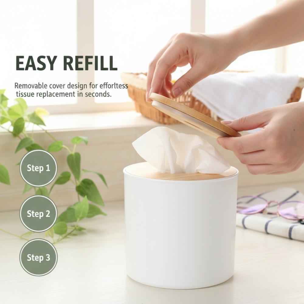 Wood, PP Tissue Box Holder Removable Wood Cover Storage Organizer Tissue Box Cover  Home Use