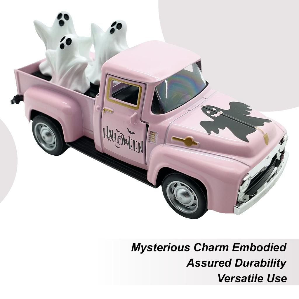 Halloween Ghost Decor Mini Ornaments For Tabletop Funny Truck Ghost Desktop Figurine For Halloween Showcase Entryway Classroom