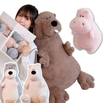 35/50/70cm Cartoon Fat Animal Plush Doll Pillow Hippo Marmot Polar Bear Dog Plush Toy Super Soft Gift for Boys and Girls