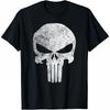 Punisher Marvel T-skjorte Unisex Kort Erme Slitt Urban Stil Pustende Bomull Løstsittende Rund Hals Hverdagstopp for Menn