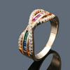 Luxuriöser europäischer & amerikanischer Zirkon Smaragd & Rubin Ring R5025 mit Diamant-Mikro-Inlays
