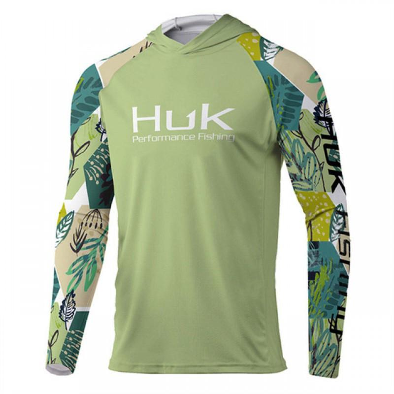 Mens Quick-Dry UV Protection Fishing Shirt With Hood Lightweight Breathable Outdoor Sport Long Sleeve Top