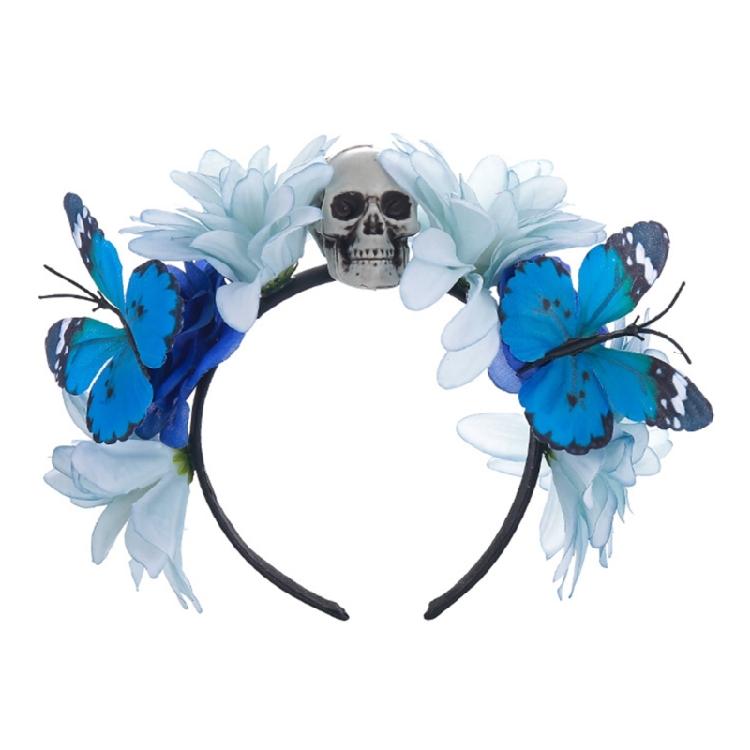 

Halloween Flower Skull Headbands Butterfly Hair Decoration Day of the Dead Hair Band Costume Costume Hair Accessories синій