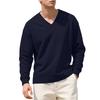 Men Vertical Cable Jacquard Textured V Neck Sweatshirt Ribbed Cuffs Long Sleeve Loose Fit Solid Color Spring Fall Daily Smart Casual Pullover Top