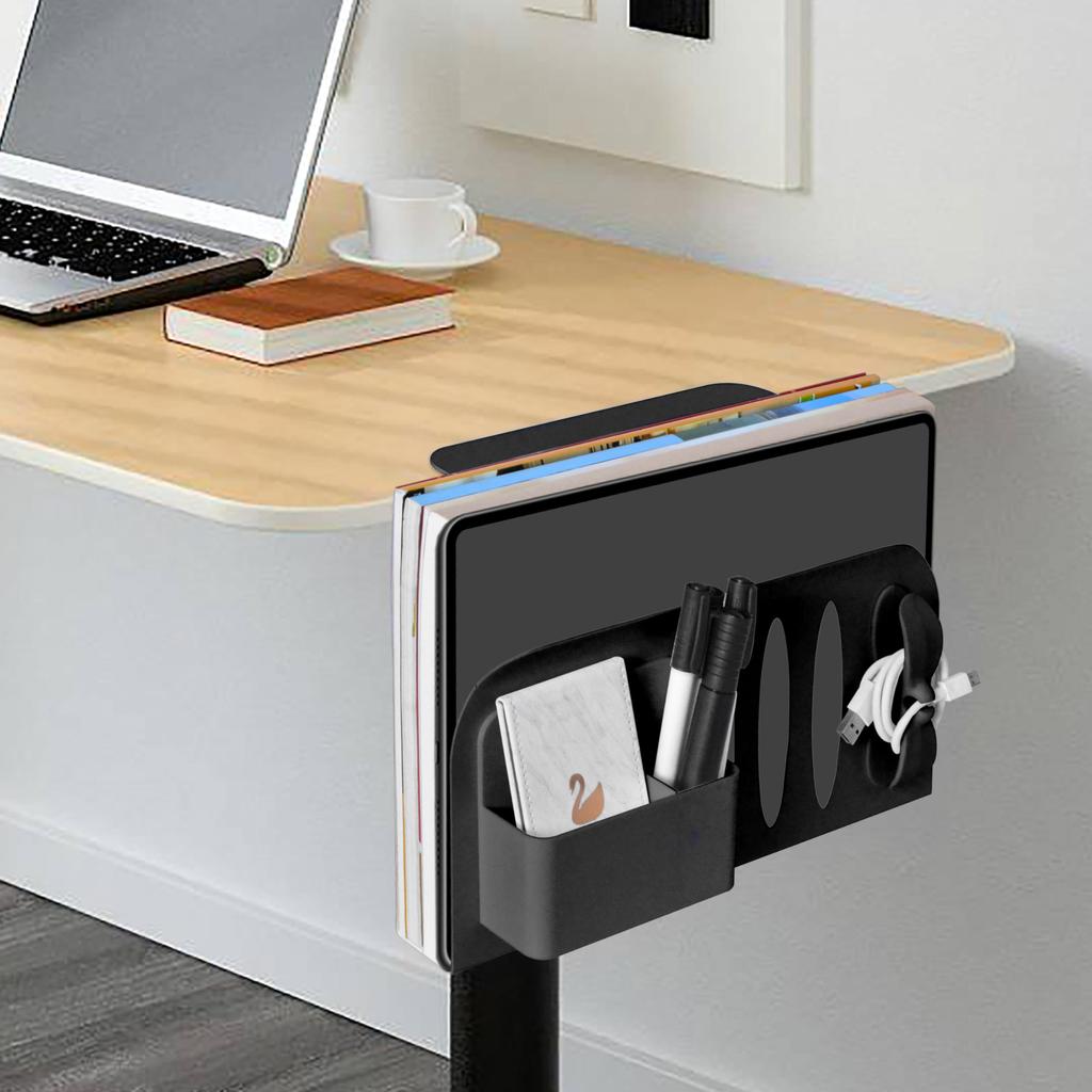 EX SPACE Desk Side Storage Rack, Desk Storage, Laptop Stand, Vertical Storage, Under-Desk Storage, Clamp-on Organizer, 5kg Weight Capacity, Non-Slip