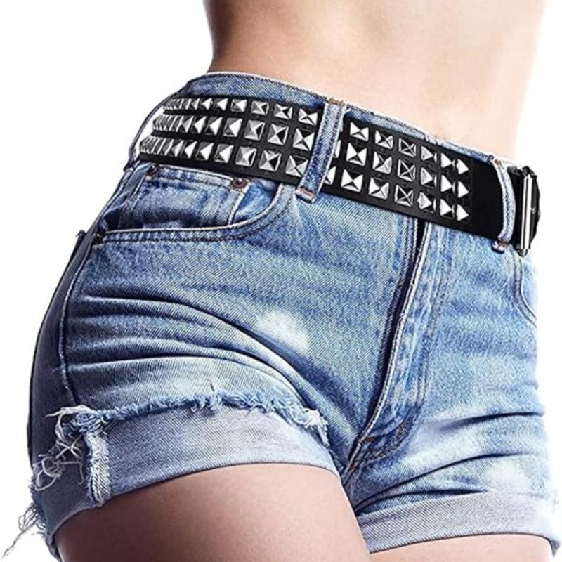 10PCS Studded Belt Metal Punk Rock Studded Belt with Bright Coloured Pyramid Studs Men's and Women's Belts Leather Belt