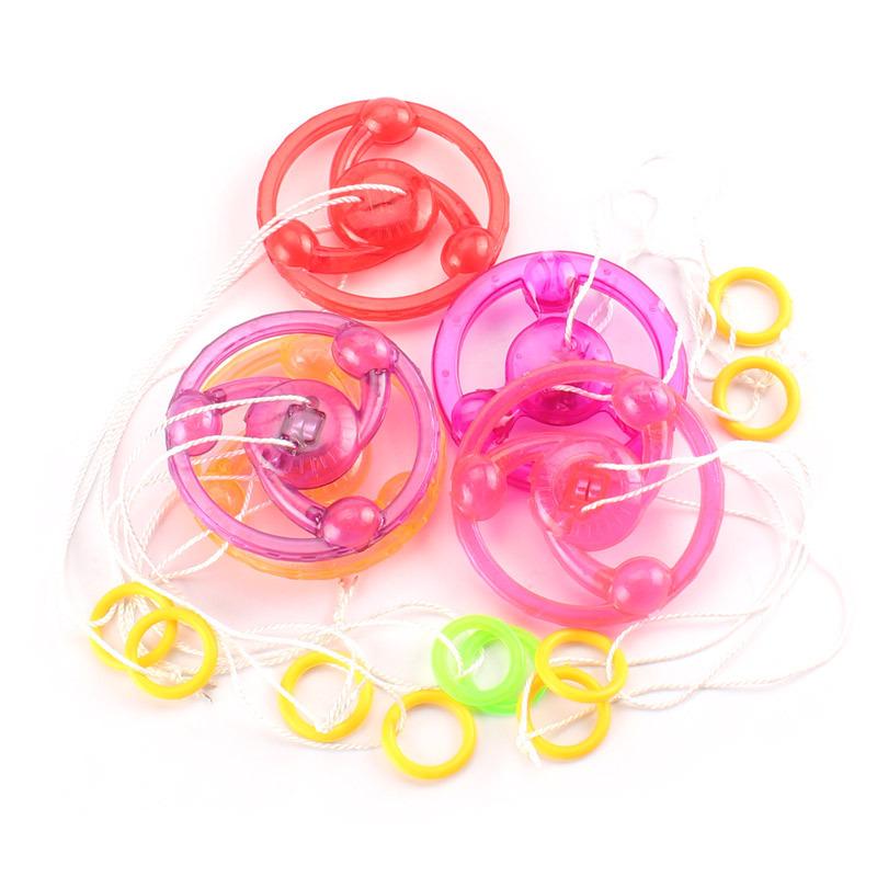 Children's Luminous Pull String Gyro Toy with Whistle Sound and Flashing Lights - Nostalgic Gift