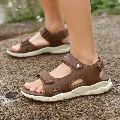 Fashion Men Sandals Summer Outdoor Fashion Hiking Travel Beach Casual Shoes for Men Breathable Genuine Leather Sandals Men Flats