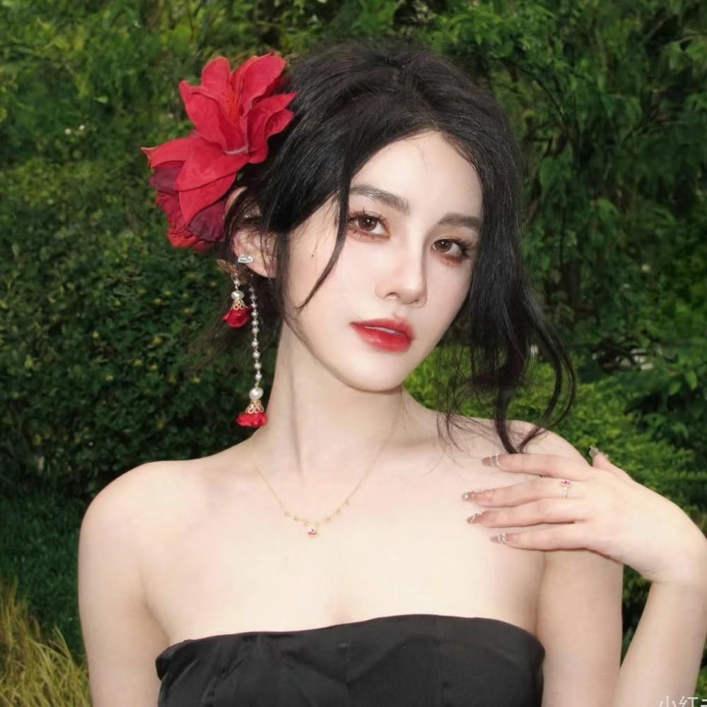 Ancient Style Chinese Style Hair Clip Colorful Flower Hairpin  Photography Props