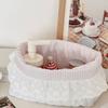 Cotton Dot Edge Storage Basket With Lace Details For Home Organization And Gift Ideas