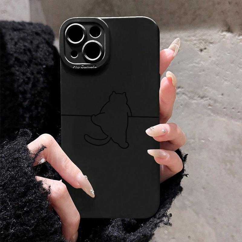 Cute Cartoon Line Cat Phone Case For Samsung Galaxy S25 S24 S23 Ultra S22 Plus S21 S20 FE A55 A54 A35 A15 Shockproof Cover